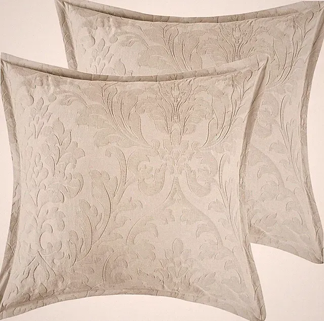 Alessio Beige Euro Sham - Floral Damask - Beige and Cream - Two Euro Shams (26