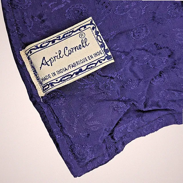 April Cornell Royal Blue Quilt Twin Throw Blanket Velour & Damask | 86"x61" RARE