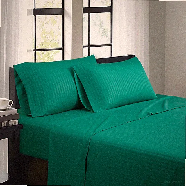 Bibb Home 1500 Count Damask Stripe 4 Piece Sheet Set