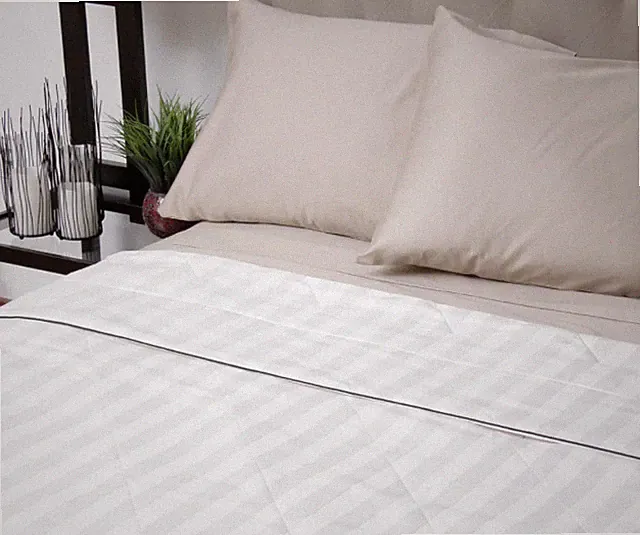 Blanket Silk Filled DAMASK STRIPE Cotton Throw Comforter Shell Gift Light Summer