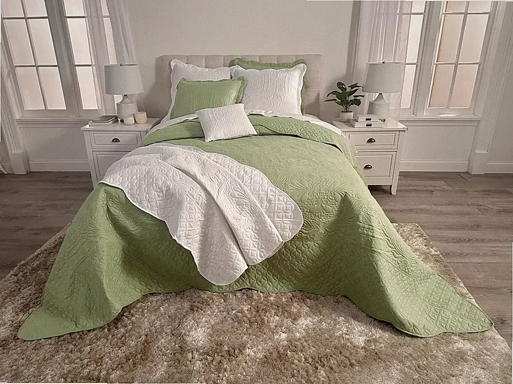 BrylaneHome Lily Damask Bedspread Bedding Collection