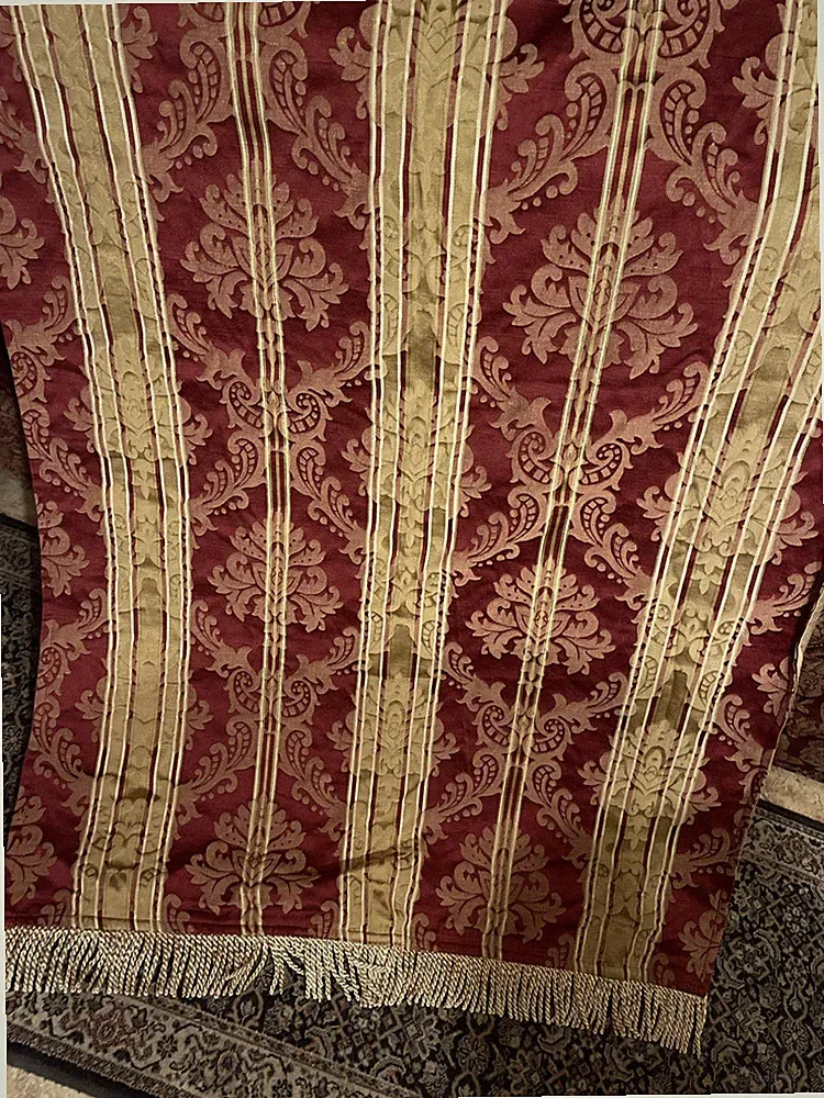 Burgundy Gold Damask Throw Blanket 38x58 Fringe Gold Solid Antique Gold Back