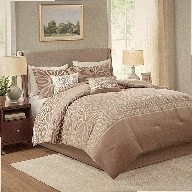 Carina Cozy Comforter Set Luxe Jacquard Medallion Design with Embroidery and Ple