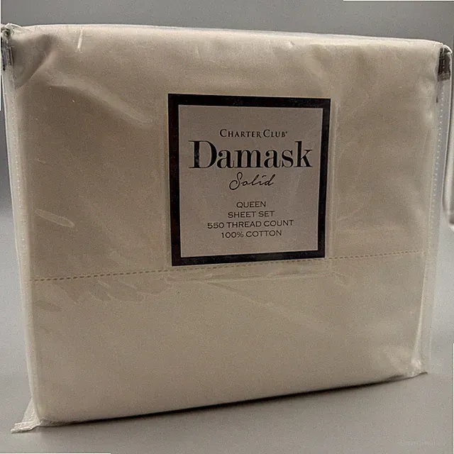 Charter Club Cotton Damask-Queen Sheet Set, 550 Thread Count -White