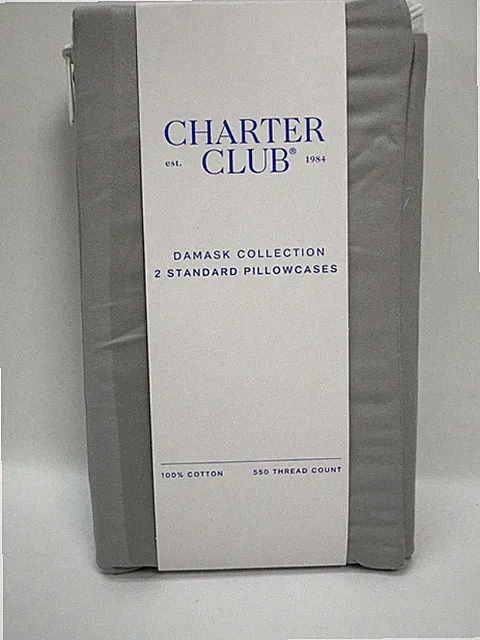 Charter Club Damask 550 TC Standard Pillowcases 2pc - Gray Striped
