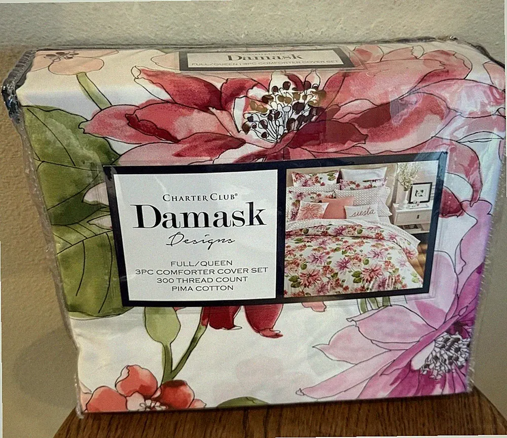 Charter Club Damask Designs Full/Queen BOUQUET Duvet & 2 Shams Set NEW