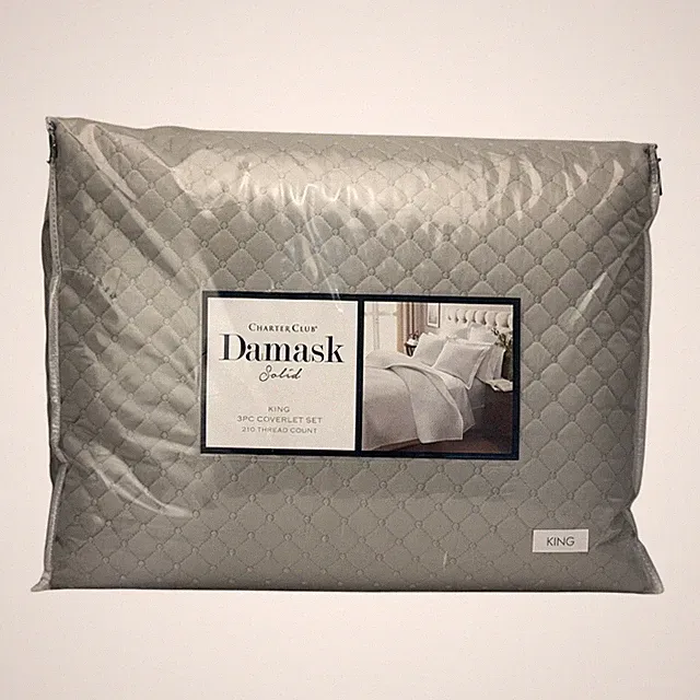 Charter Club Damask Quilted KING Coverlet Set SMOKE GREY