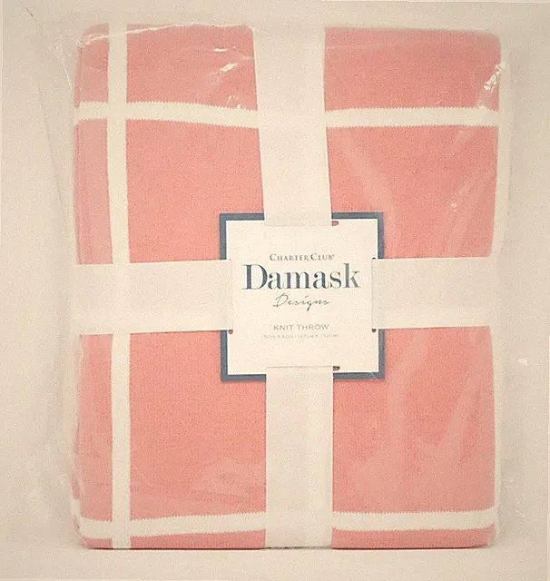 Charter Club Damask Reversible Windowpane 50" x 60" Cotton Blend Throw Blanket