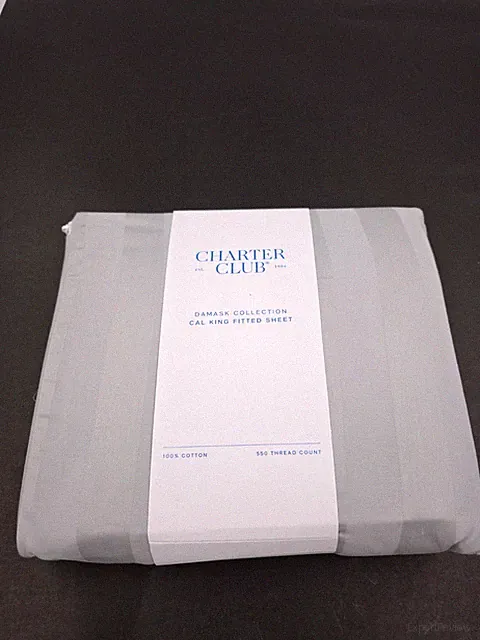 Charter Club Damask Stripe 550 Thread Count CAL KING Sheet Set Grey