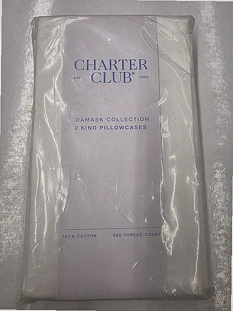 Charter Club Damask White 550 Thread Ct King Size Pillow Cases!