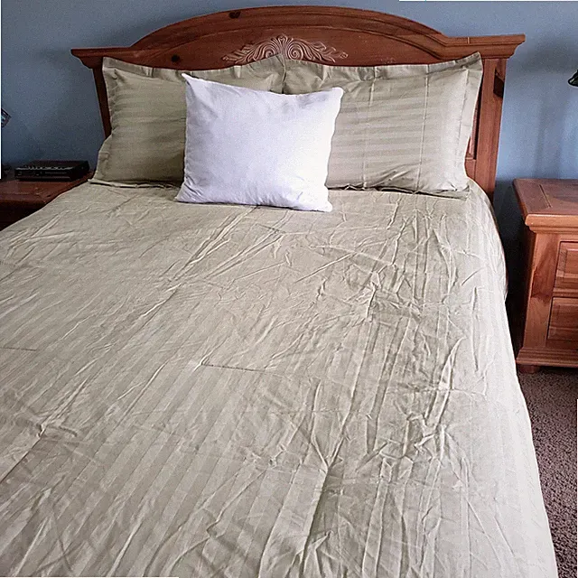 Comforter Set Queen Sage Green Stripe Damask 3pc Shams Traditional Hotel Bedding