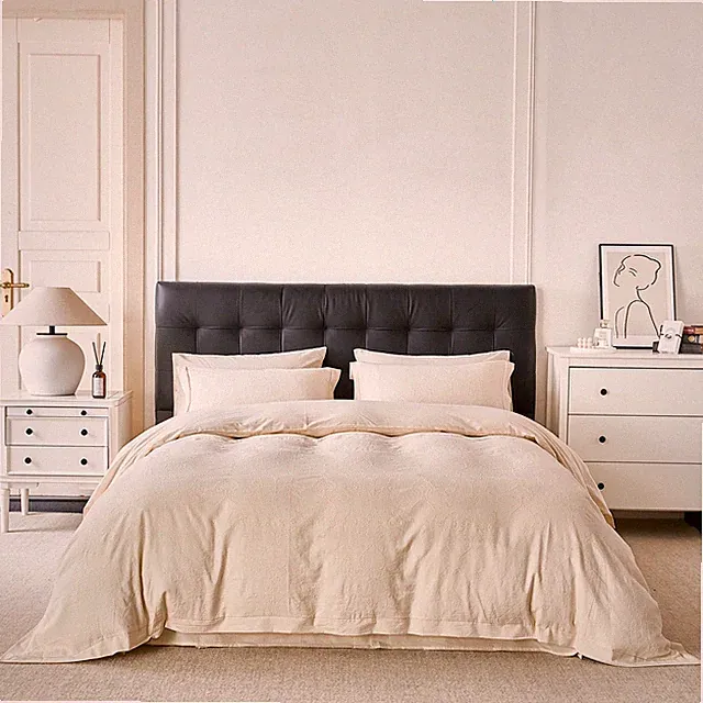Cream Jacquard Duvet Cover King 100% Cotton Damask Floral Jacquard Duvet Cove...
