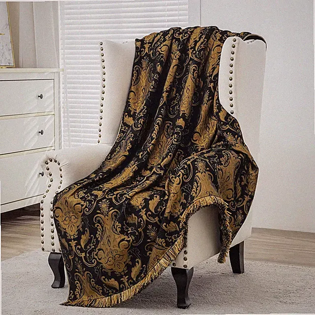 Elegant Black Velvet Throw Blanket with Fringes, 52"x72" for Couch & Bed