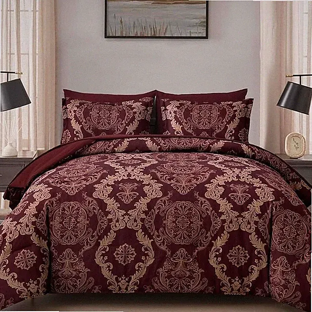 Elegant Damask 7 Piece Bedding Set Comforter Soft Microfiber Pillow Shams New