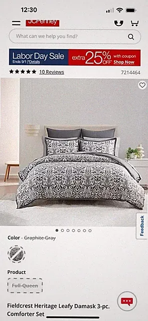 Fieldcrest Heritage Leafy Damask 3-pc. Comforter Set F/Q