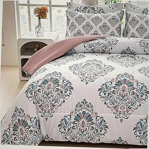 Floral Comforter Set with Sheets, 7 Piece Luxury King Flower - Damask Boho