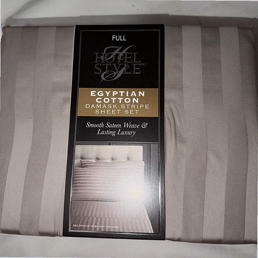 Hotel Style Egyptian Cotton 4pc Sheet Set Full 600 Thread Ct. Damask Stripe NWT