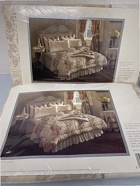 Jessica McClintock Home Queen Sheet Set NEW Old Stock Damask Lace Rose