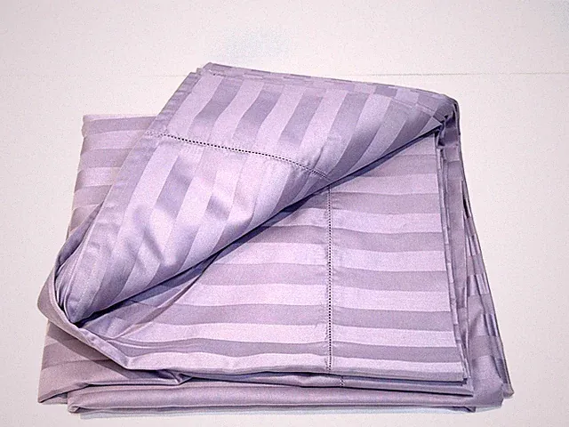 MACY CHARTER CLUB Lavender/Lilac DOBBY DAMASK STRIPE SATEEN QUEEN FLAT SHEET