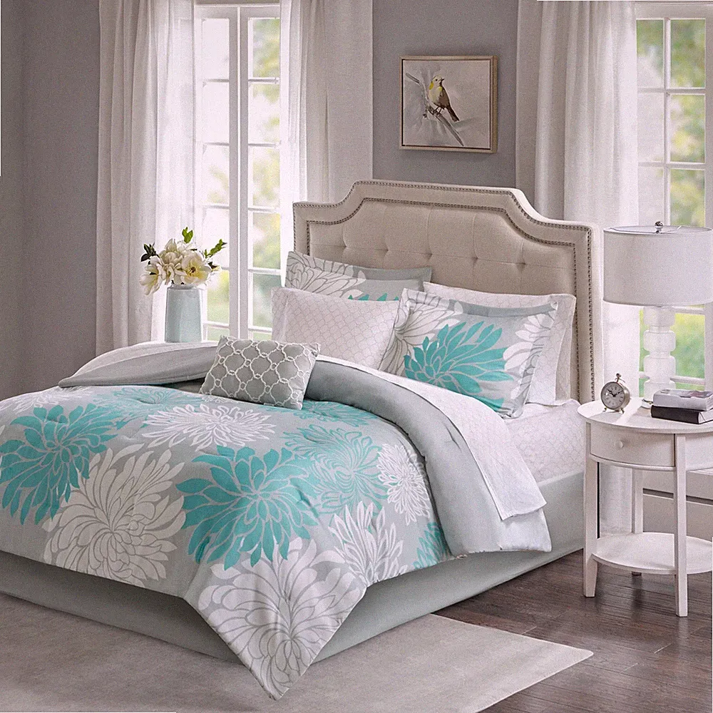 Madison Park Essentials Maible 9-Piece Cozy Bed in a Bag Set with Floral Damask