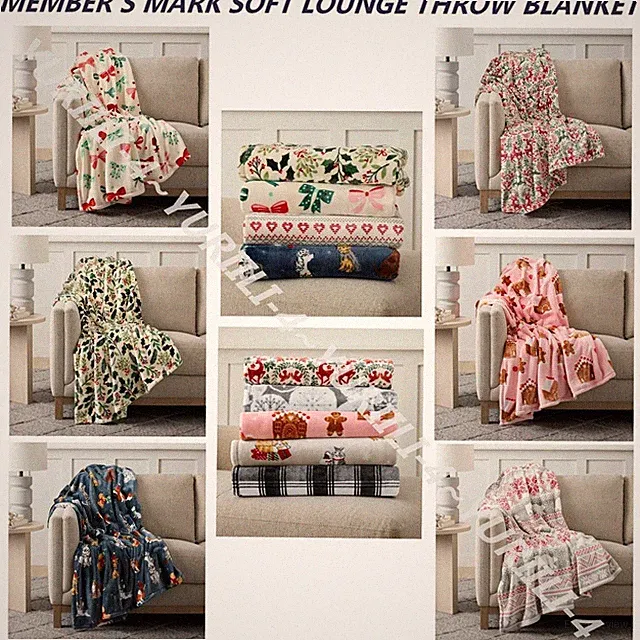 MEMBER'S MARK SOFT LOUNGE THROW BLANKET 60"x70"~ ASSORTED DESIGNS NEW