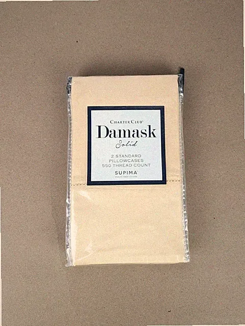 NEW Charter Club Damask Supima 2 Pillowcases Solid Sunflower Yellow 550 Thread