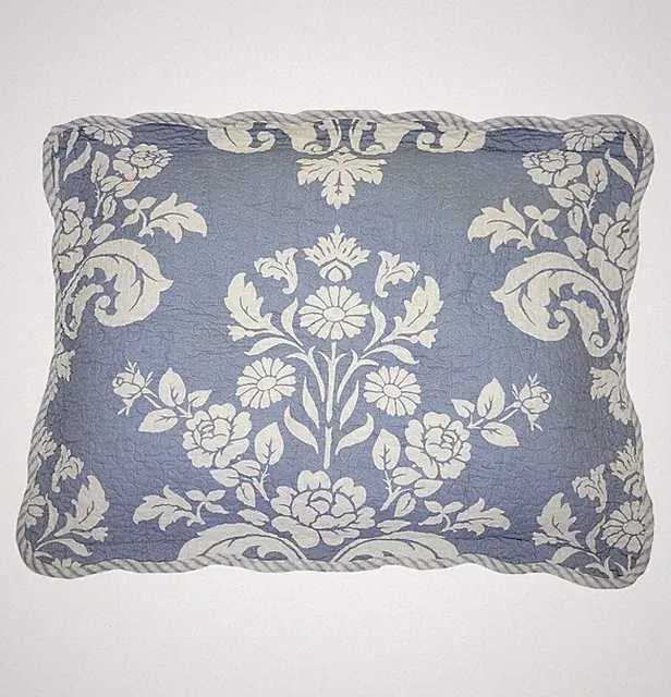 NEW Home Classics 2 Quilted Standard size Pillow Shams Blue Watercolor Damask