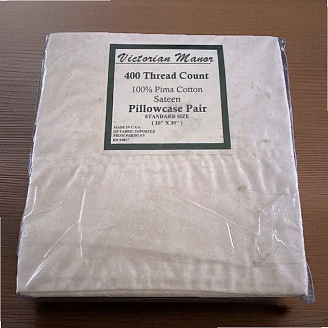 NIP Floral Damask Ivory Cotton Pillowcase Pair Queen 20x30 400TC Elegant Sateen