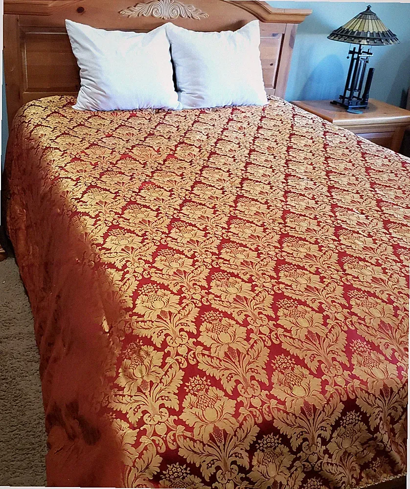 Noble Excellence King Comforter Red Gold Damask Reversible Luxury Hotel Bedding
