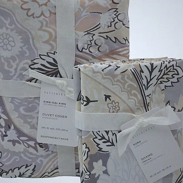 Pottery Barn Celeste Damask King Duvet And 2 Euro Shams