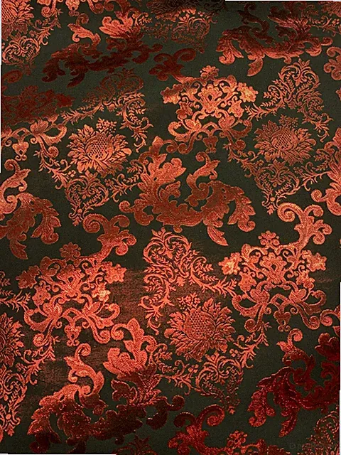 RED BLACK Damask Metallic Brocade Fabric (58 in.) Sold By The Yard