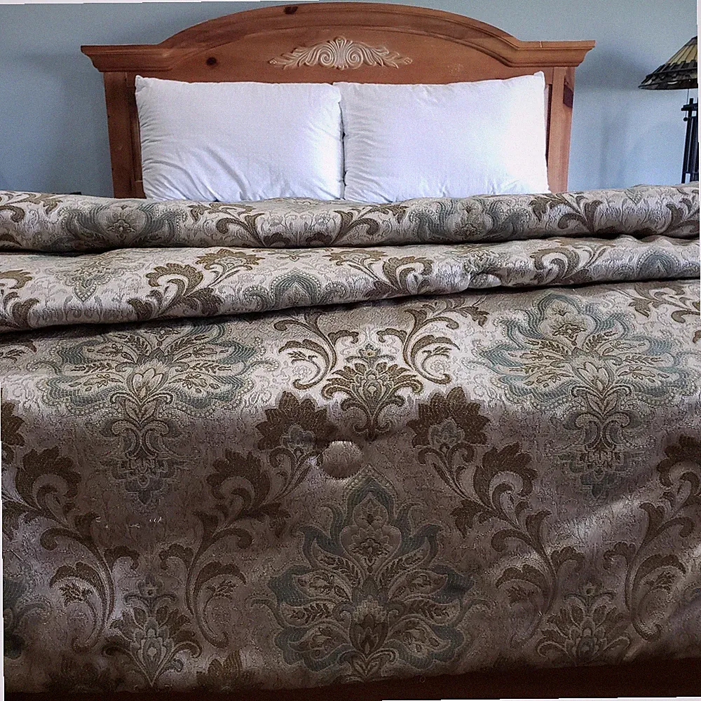 Robert Allen Comforter King Blue Damask Medallion Jacquard Traditional Elegant