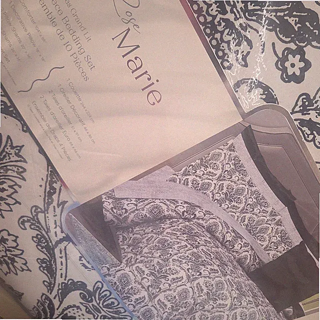 Rose Marie Euro Pillow Shams Damask Pattern Black White 26x26