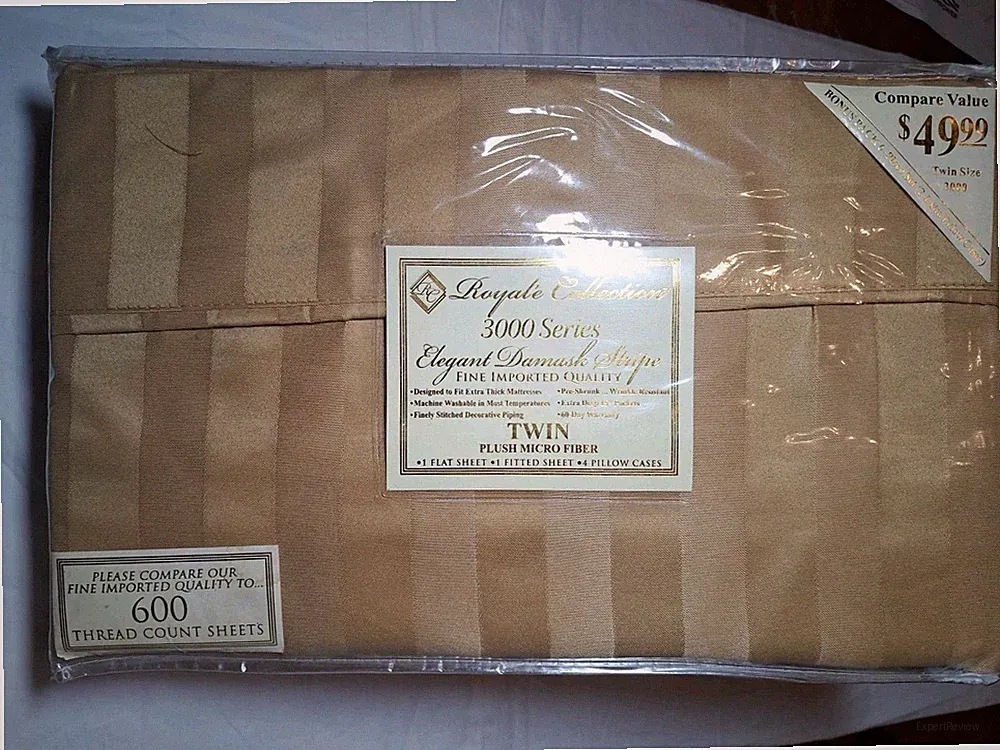 Royal'e Collection 3000 Damask Stripe Bedding Twin Size Sheet Set 4 pillow case