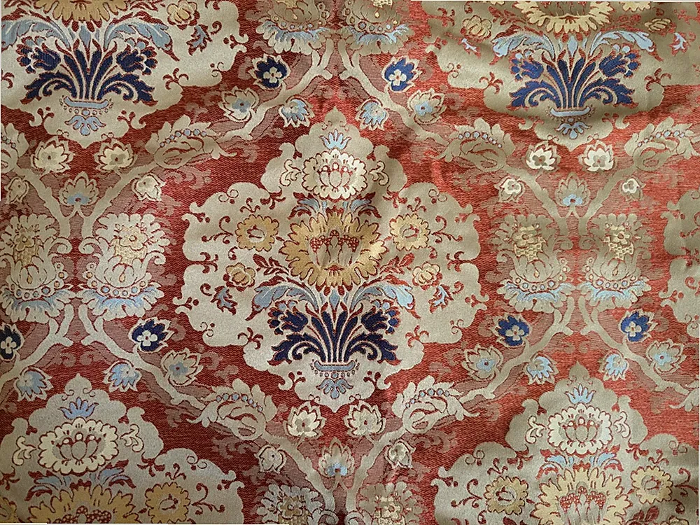Waterford Linens King Pillow Shams Set 2 Red Gold Floral Damask Reversible 20x36
